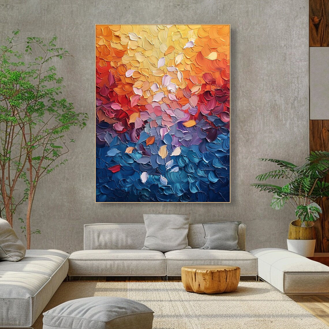 Abstract Textured 3D Impasto Art Print, Living Room - Image 3