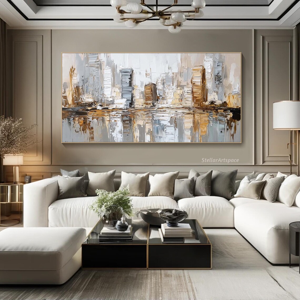 Cityscape Painting, 3D Textured Abstract Art Print - Image 2