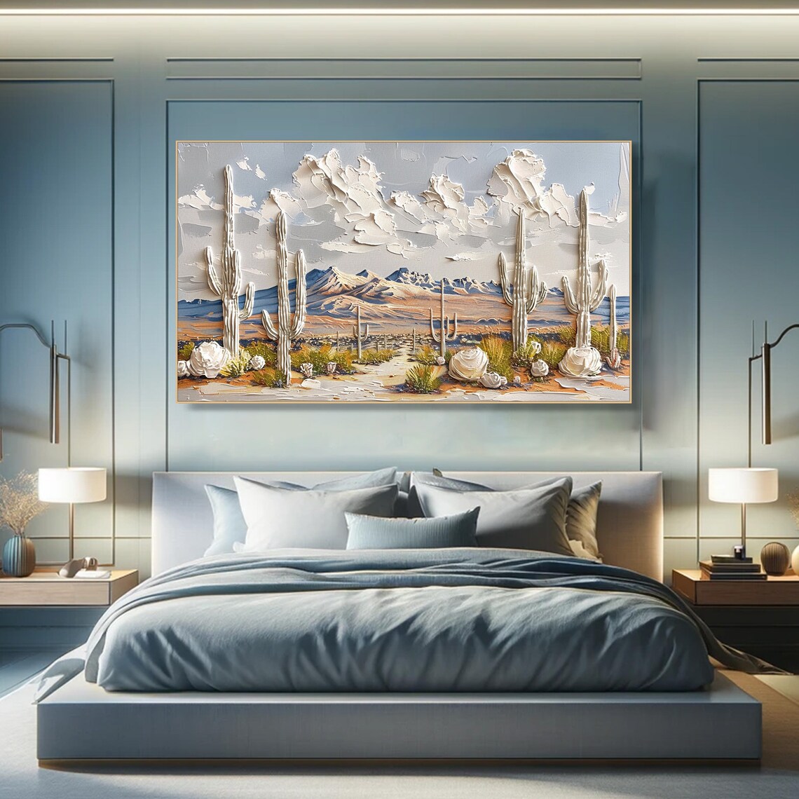 Cactus In Desert Painting, Minimalist Art Print - Image 2