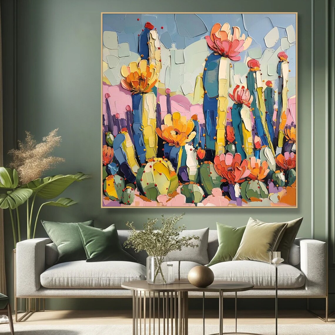 3D Textured Abstract Cactus Flower, Modern Art Print - Image 6
