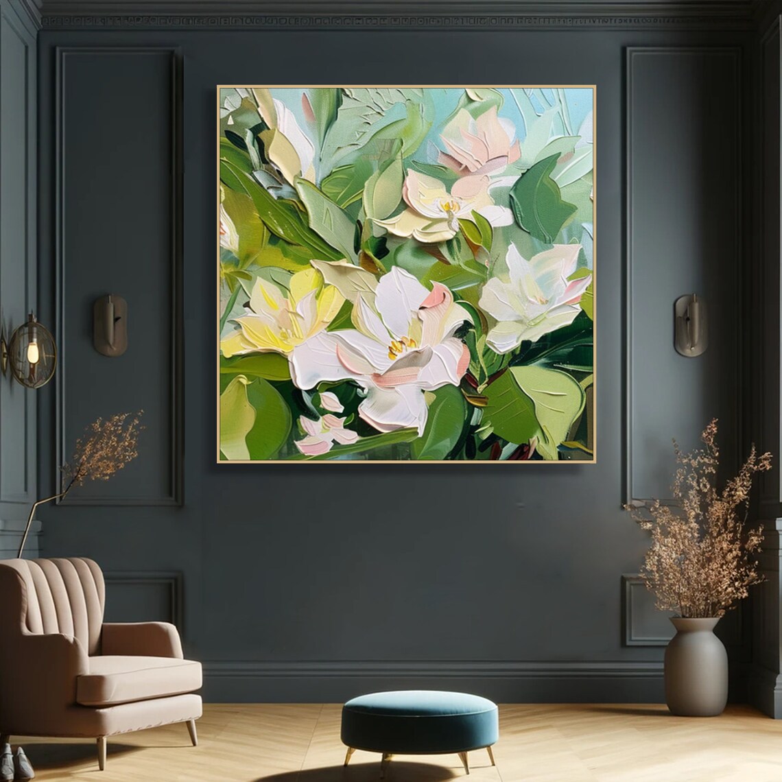 Pastel Blossom Spring Flowers Soft Pink Impasto Floral Art Poster - Image 4
