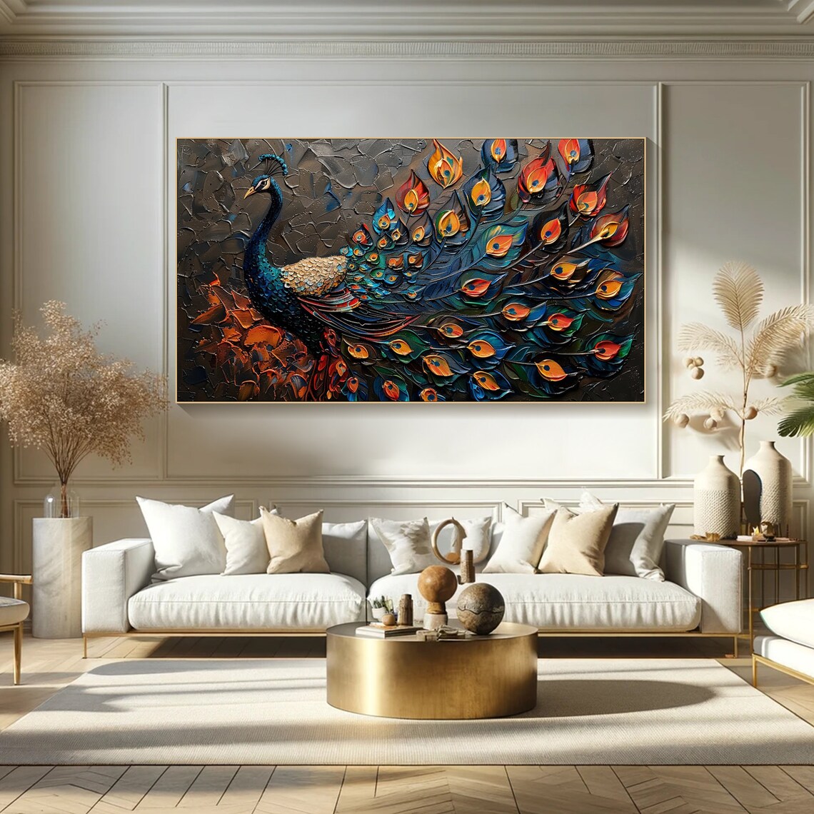 3D Peacock Oil Painting, Modern Bird Wall Art Print - Image 6