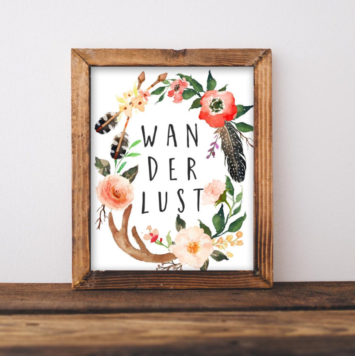 Wanderlust Adventure Arrow Feather Travel Poster