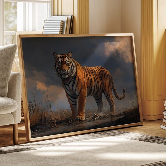 Majestic Tiger in the Wild, Realistic Wildlife Painting
