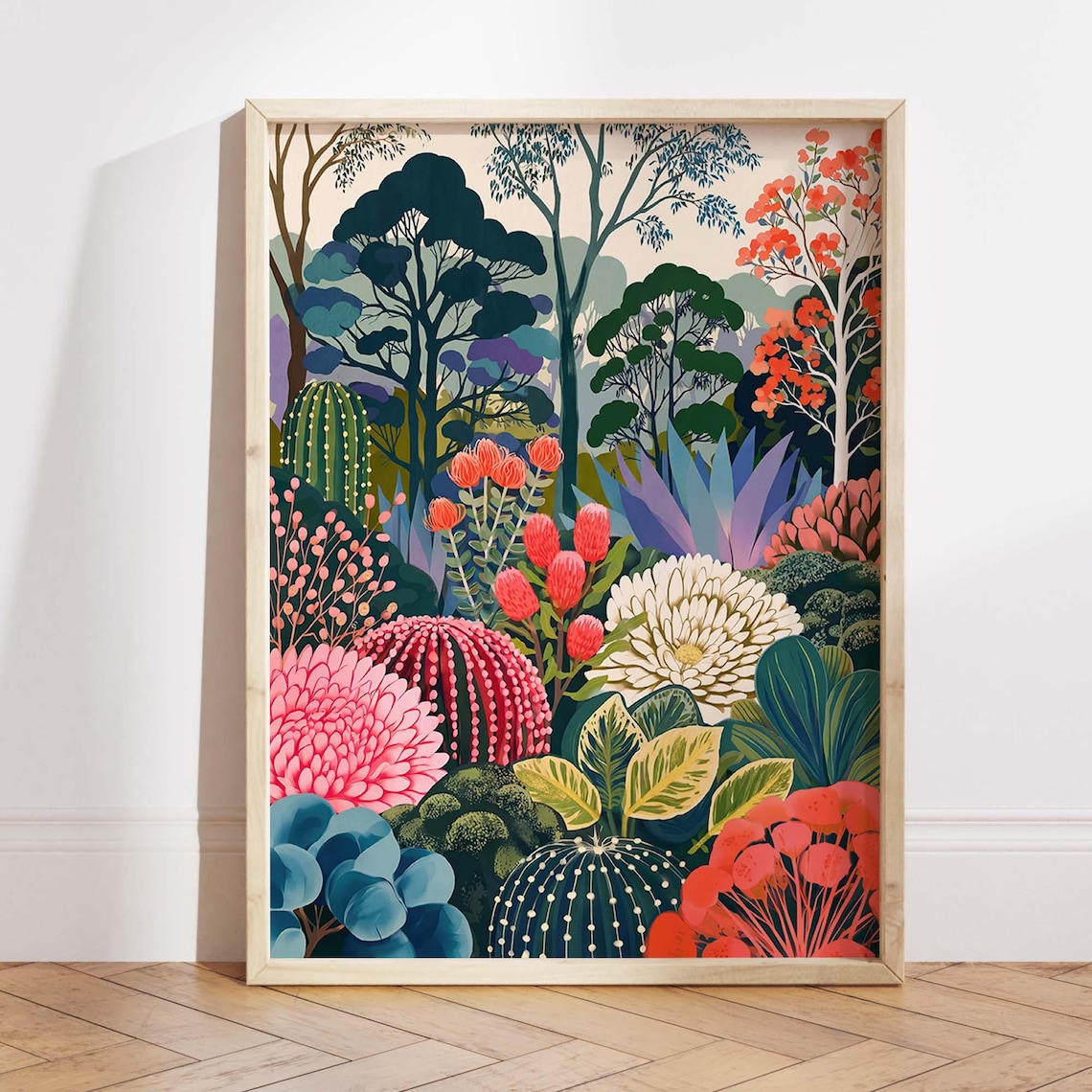 Tropical Botanical Landscape, Maximalist Floral Decor