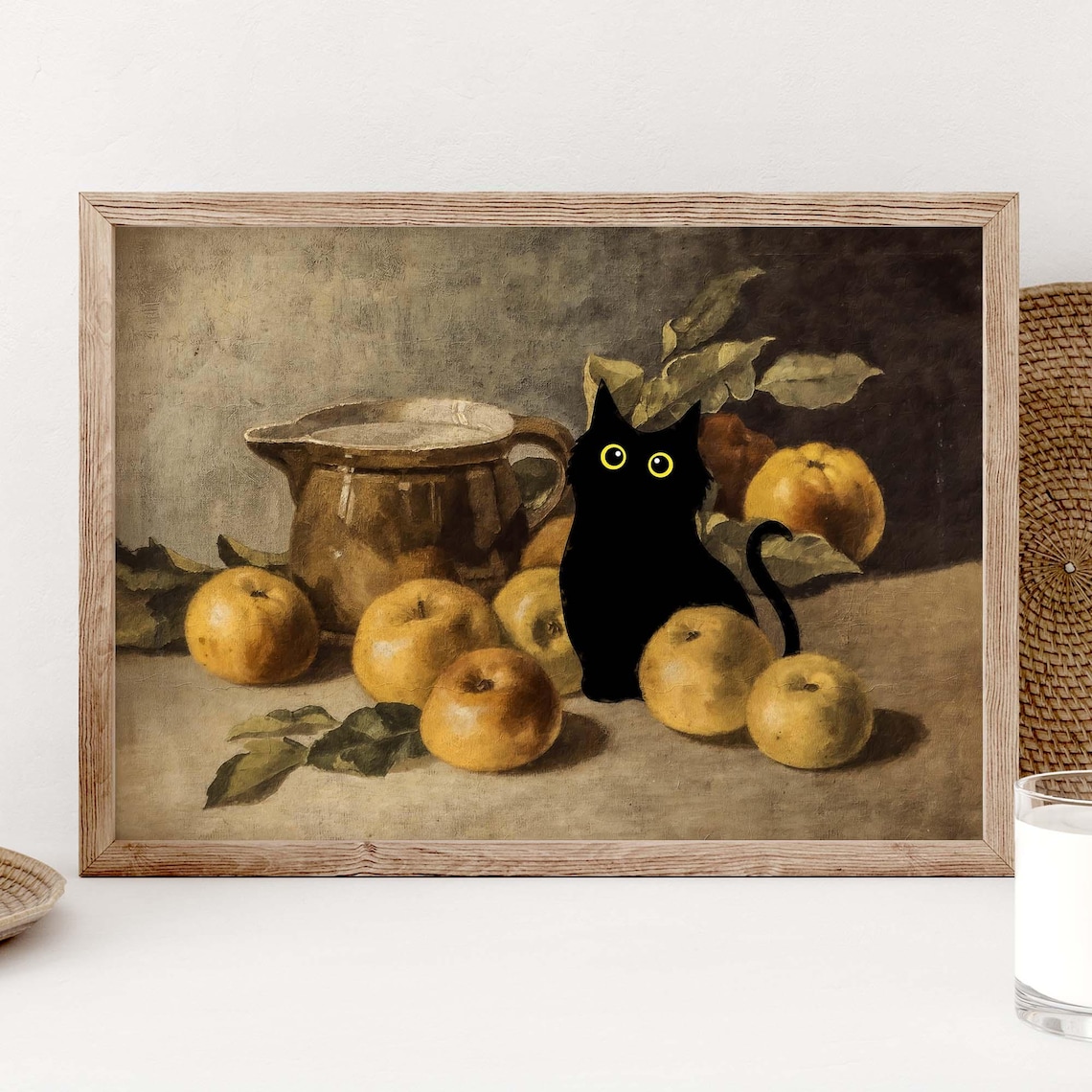 Still Life Cat Poster, Classical Kitchen Wall Art