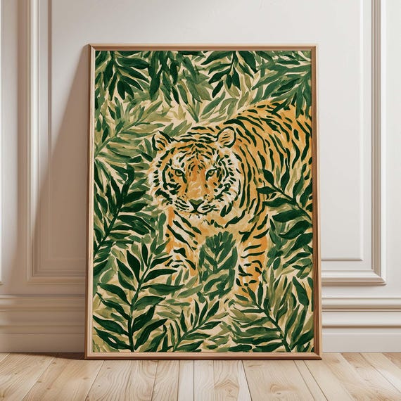 Tropical Tiger Jungle Wildlife, Safari Decor Art Print