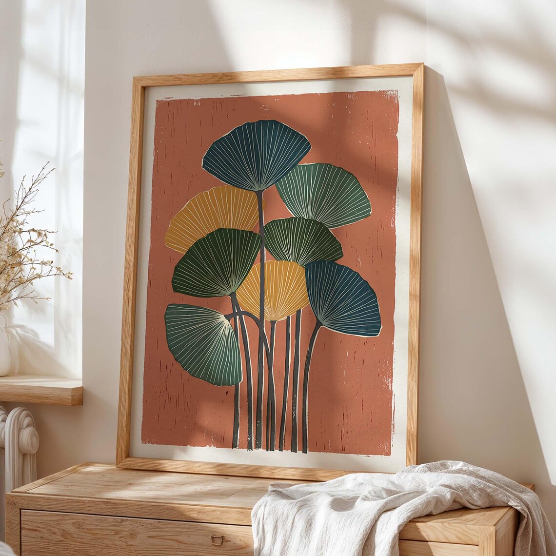 Mid-Century Modern Ginkgo Leaf Botanical Art Print