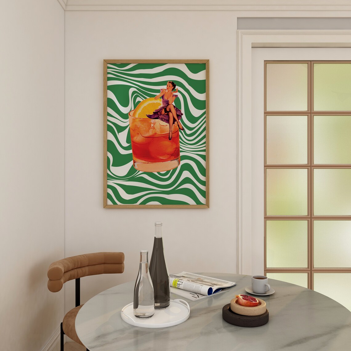 Funky Retro Bar Cart, Vintage Surrealism Art - Image 3