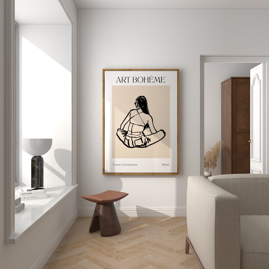 Traveling Woman Boho Minimalist Line Art, Poster - Image 3