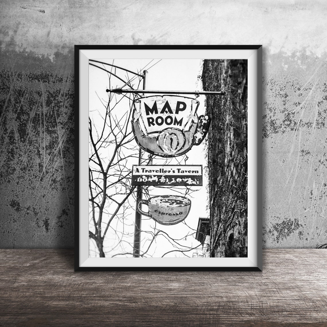 Map Room Travellers Tavern Espresso Coffee Sign Chicago Poster - Image 2