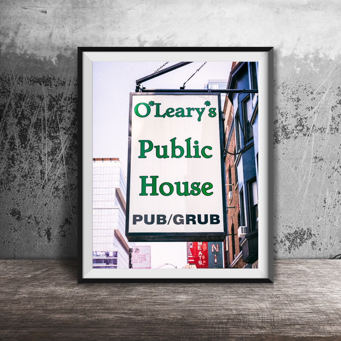O'Leary's Public House Pub Grub Green Irish Sign Chicago Poster