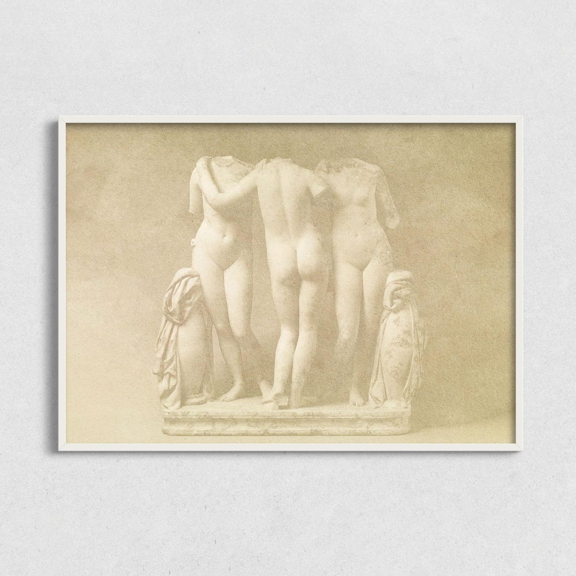 Three Roman Statue Torsos Antique Marble Sculpture Wall Art Poster