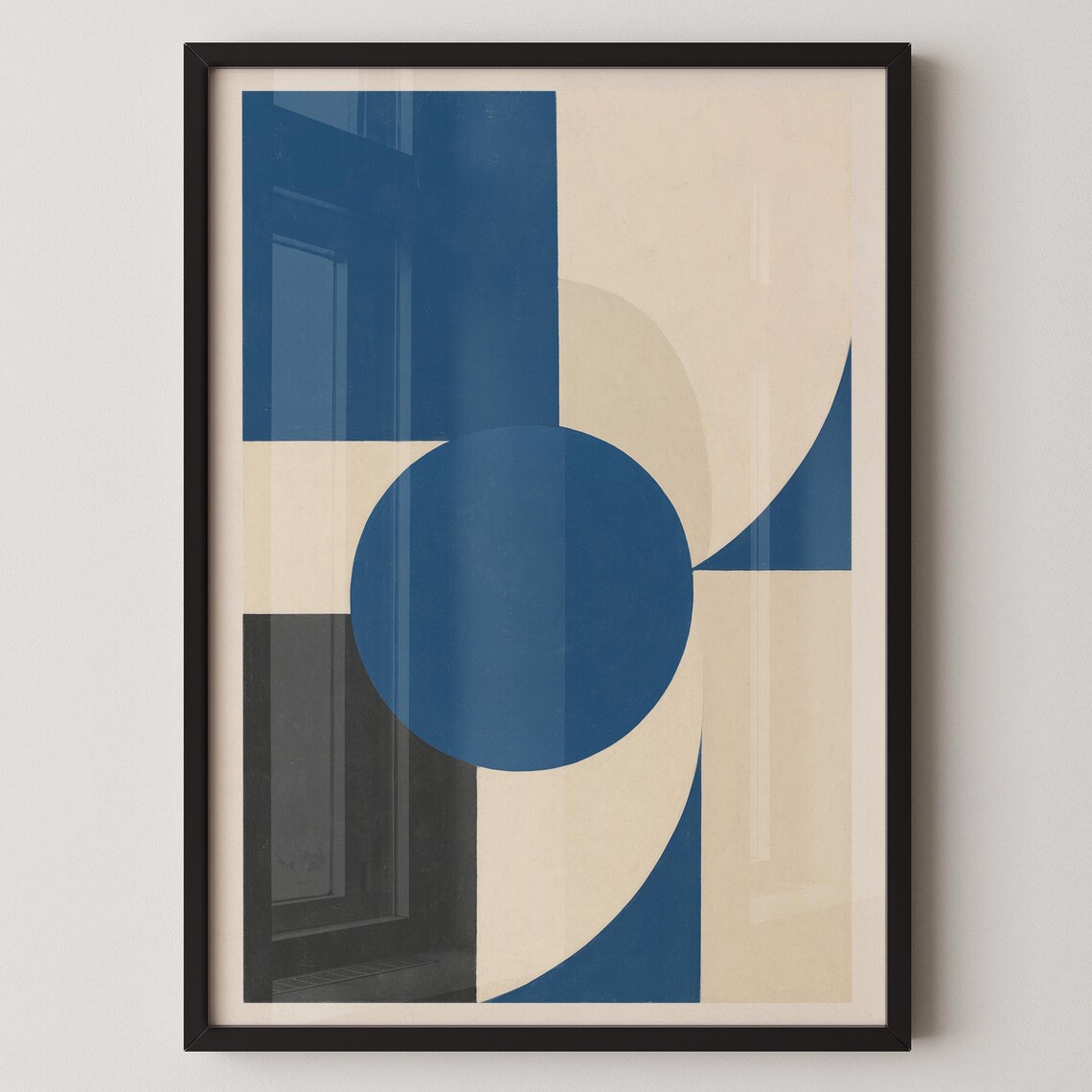 College Blue Geometric Circle Abstract Minimalist Art Poster
