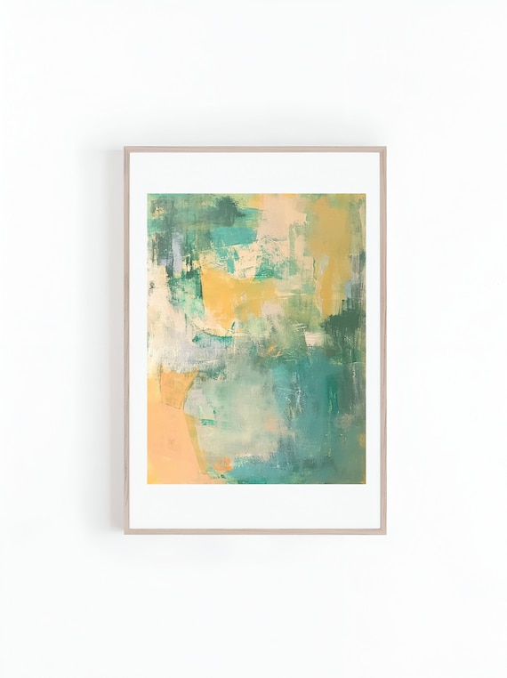 Abstract Artwork Orange And Teal Oil Painting On Home Decor And Prints Instant Textured Painting Pieces Print