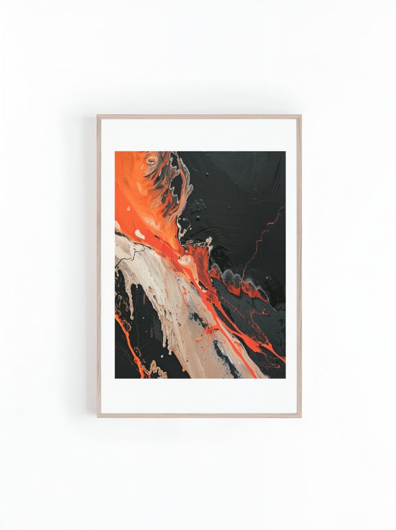 Red Lava Flow, Minimalist Wall Art Print