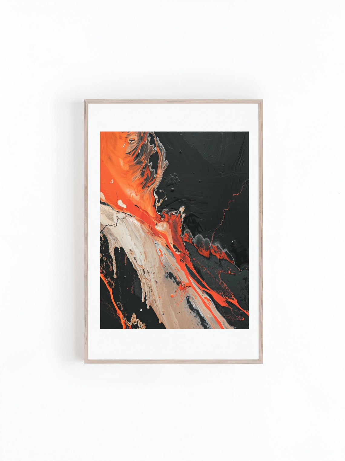 Red Lava Flow, Minimalist Wall Art Print