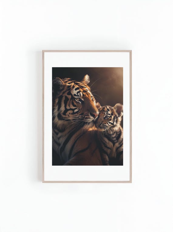 Tigress And Cub Motherhood Photo, Poster Print