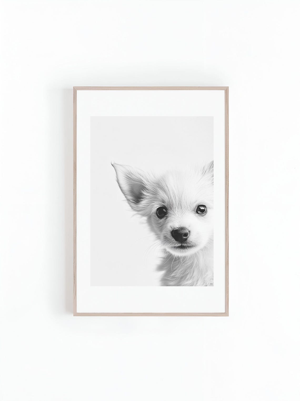 Cute Puppy Black And White Art Print