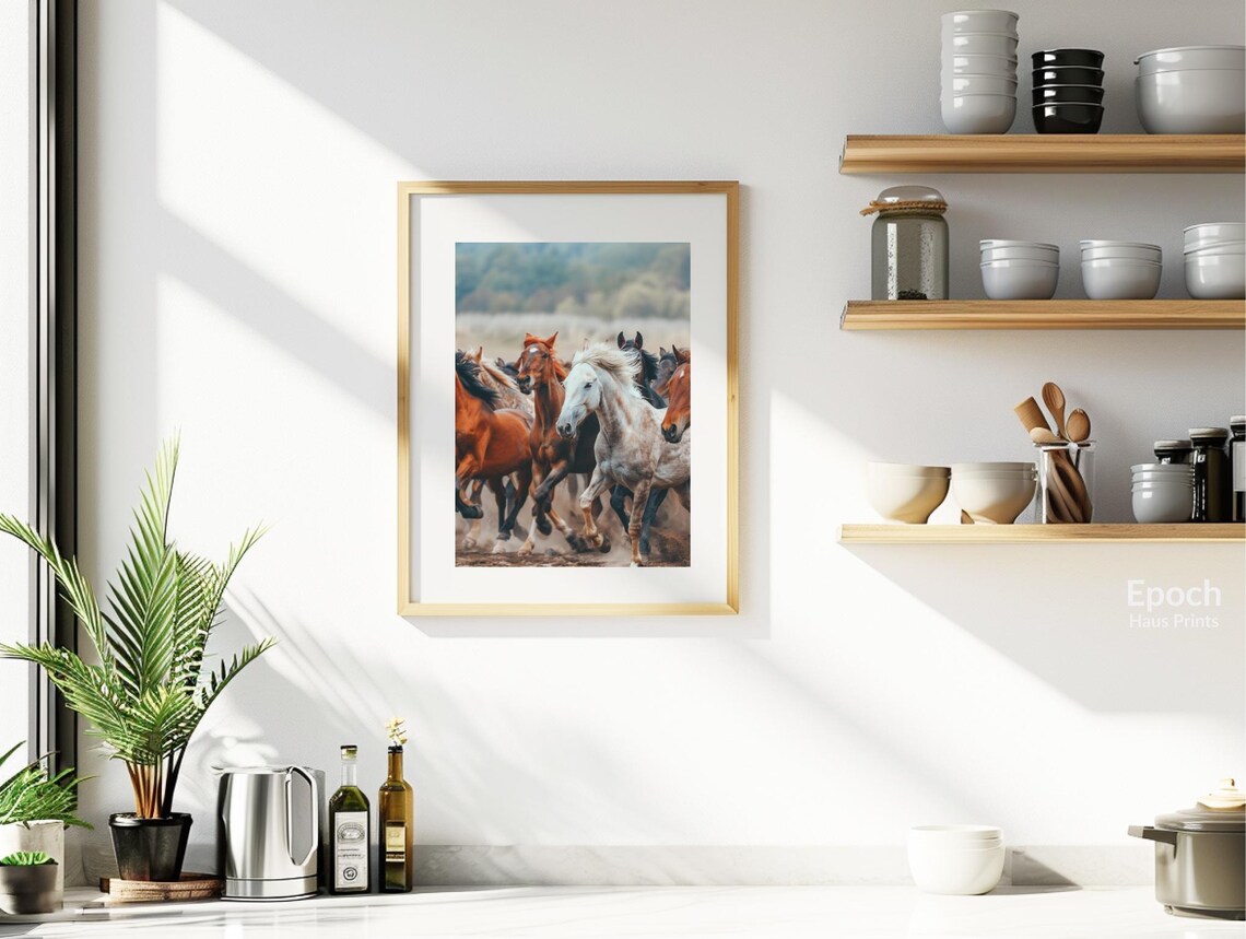 Wild Horses Running Action Photo, Wildlife Print - Image 2