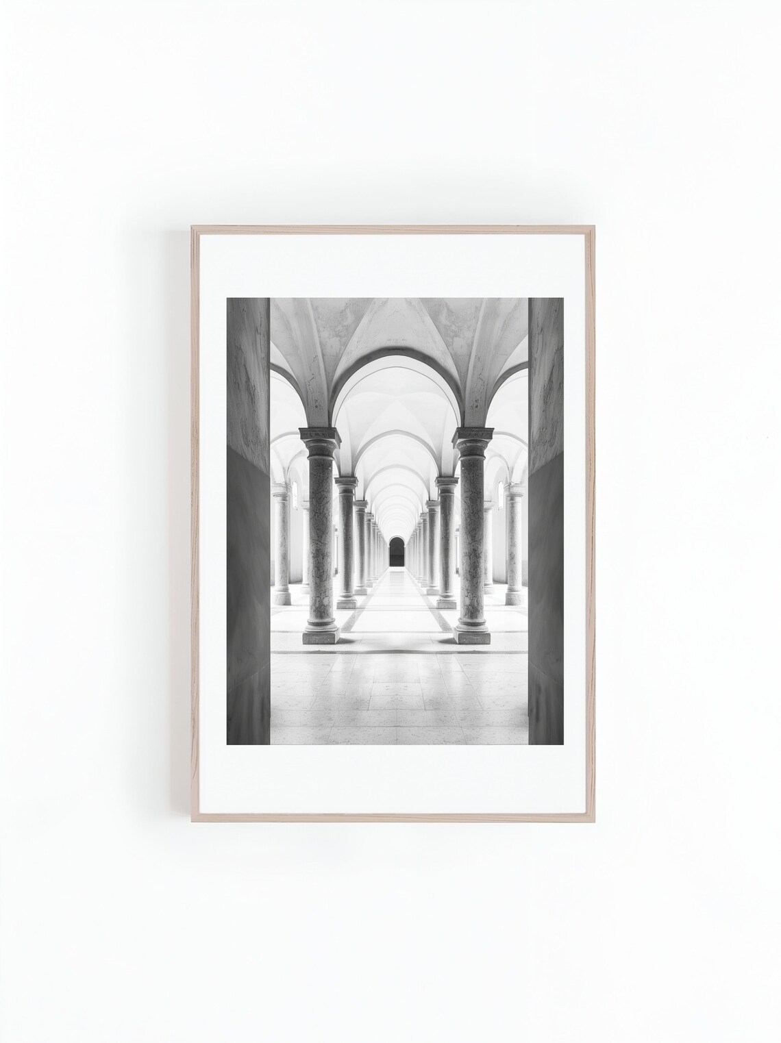 Black And White Photograph, Geometric Hallway
