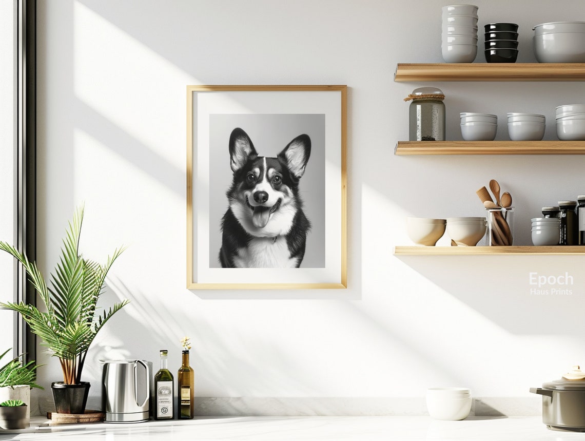 Corgi Photo Prints Black And White Photo Of Corgi Puppy Photo Of Puppies Dog Lover Gifts Instant Print - Image 2
