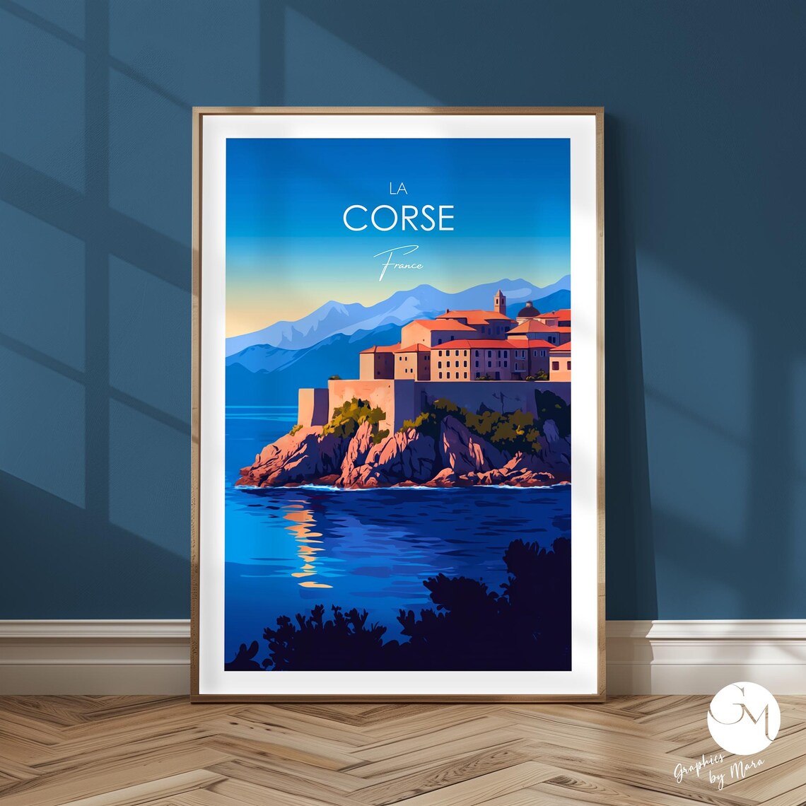 La Corse France Citadel de Calvi Rocky Coast Travel Art Poster