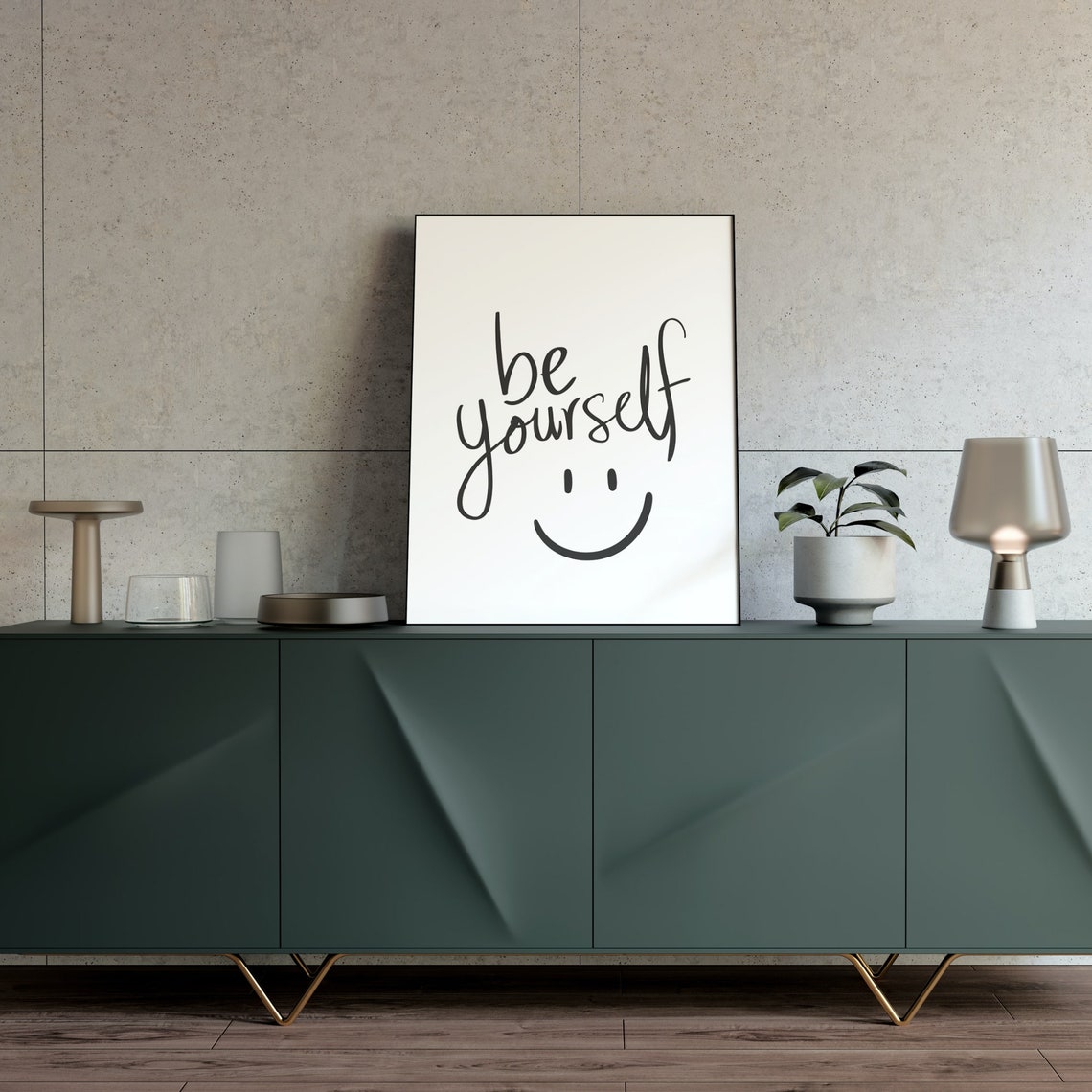Be Yourself Poster Smiley Face Handwritten Typography Quote Art - Image 3
