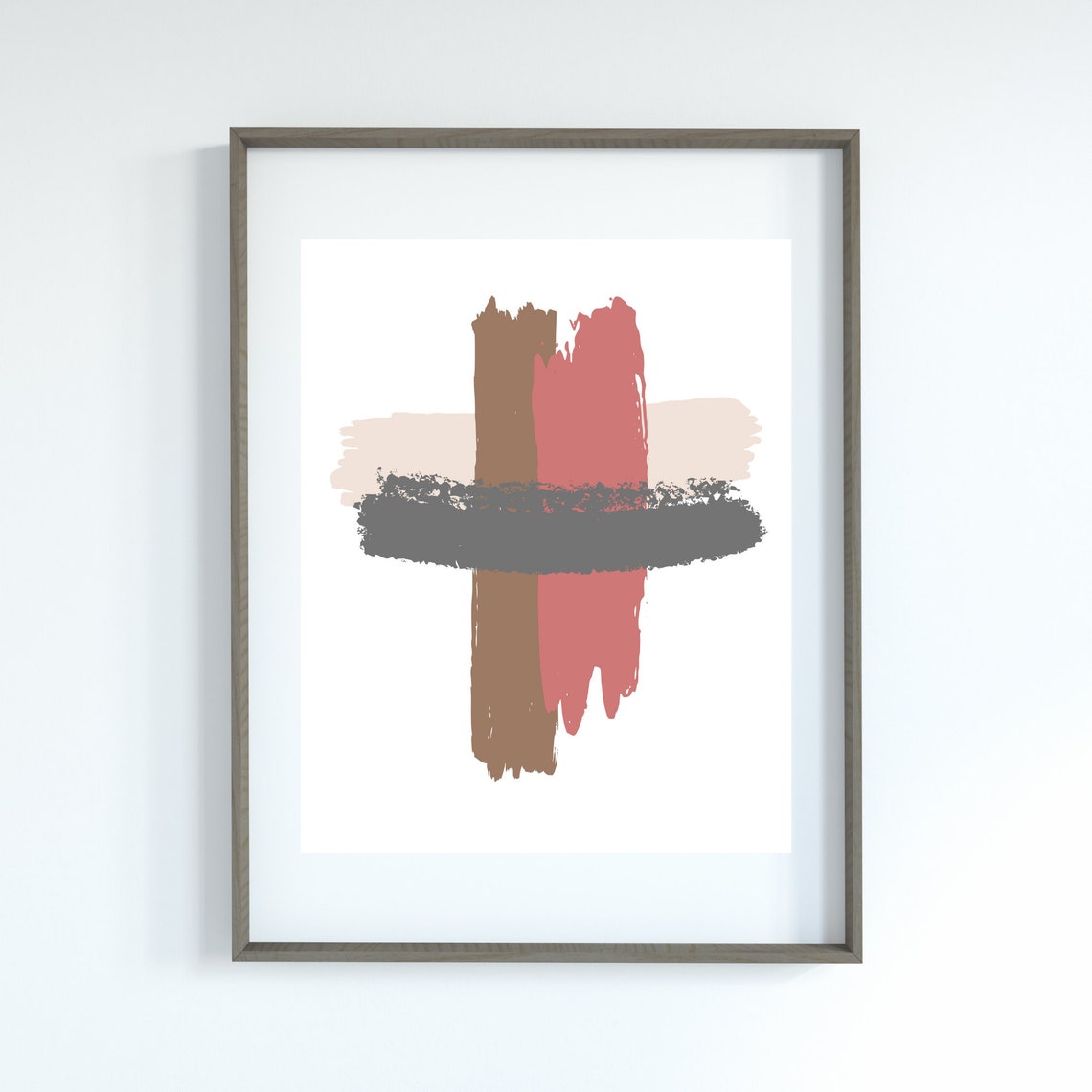Minimal Brush Stroke Abstract Terracotta Neutral Tone Poster - Image 3
