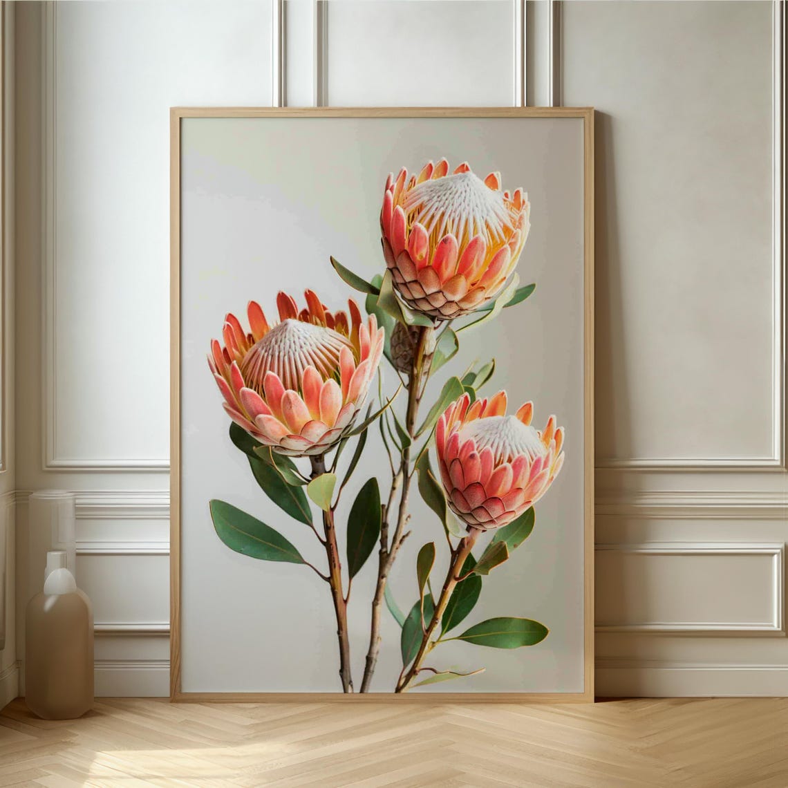 King Protea Blossom Botanical Photography Style Floral Wall Poster