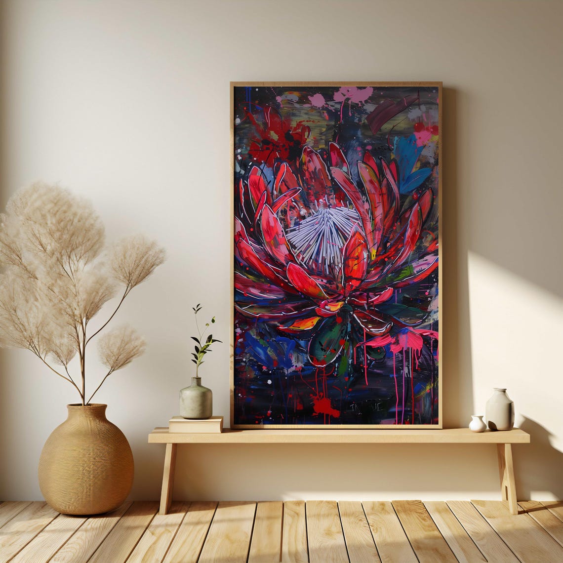 Bold Protea Flower Art Poster Stunning Abstract Floral Wall Decoration - Image 4