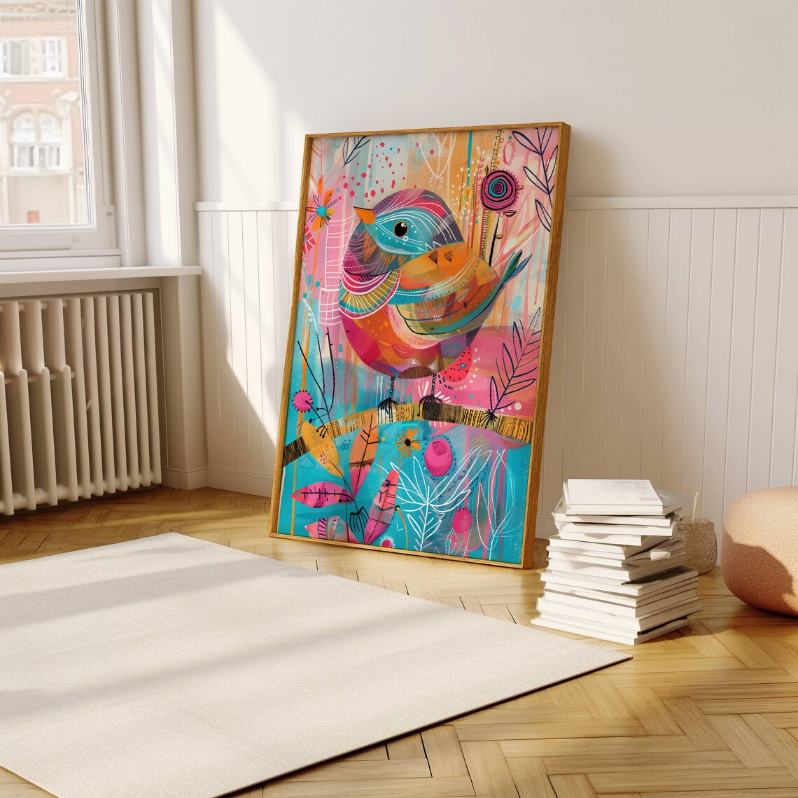 Whimsical Bird Art Print, Modern Living Room Decor - Image 3