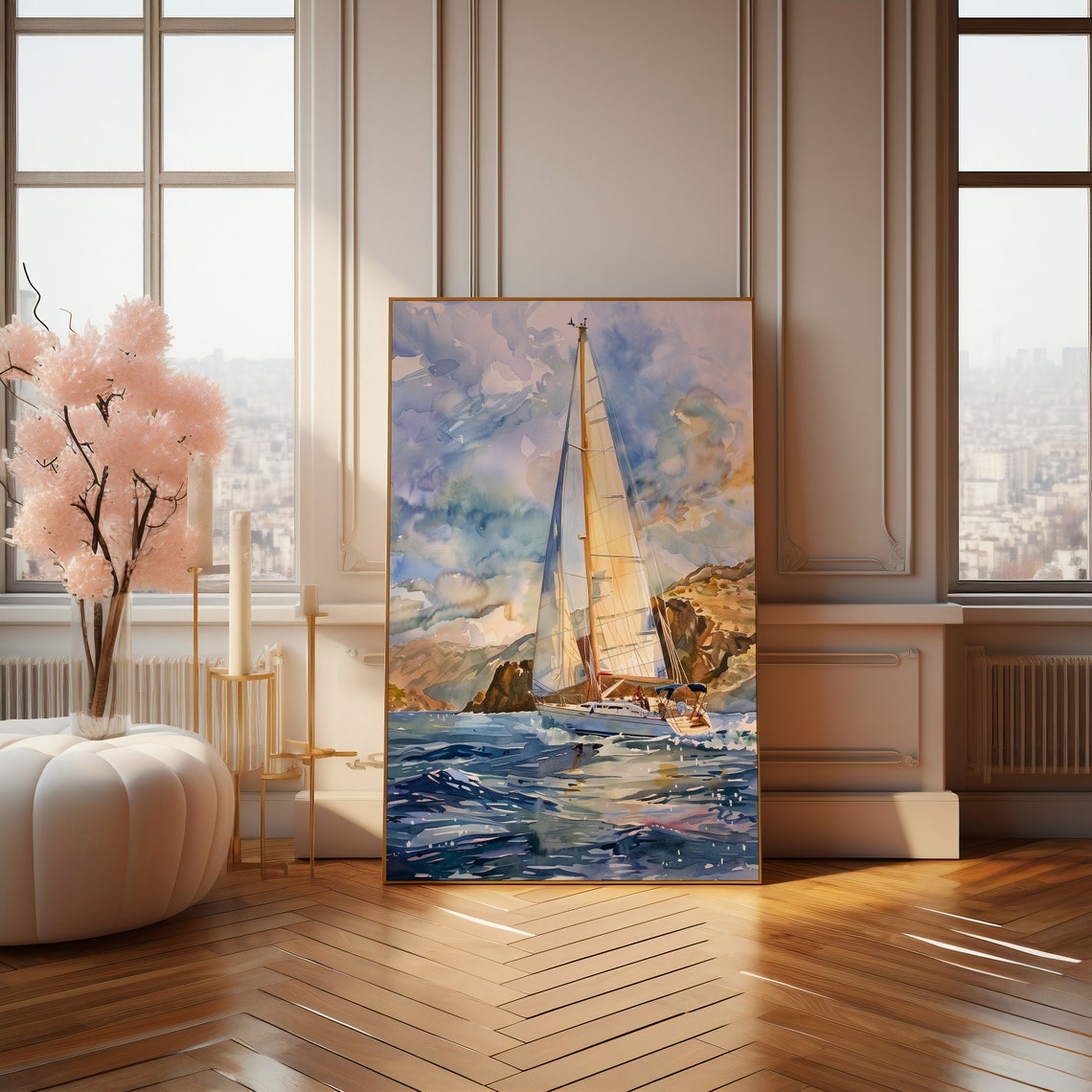 Nautical Wall Art Majestic Sailboat On Open Water Yacht Poster - Image 3