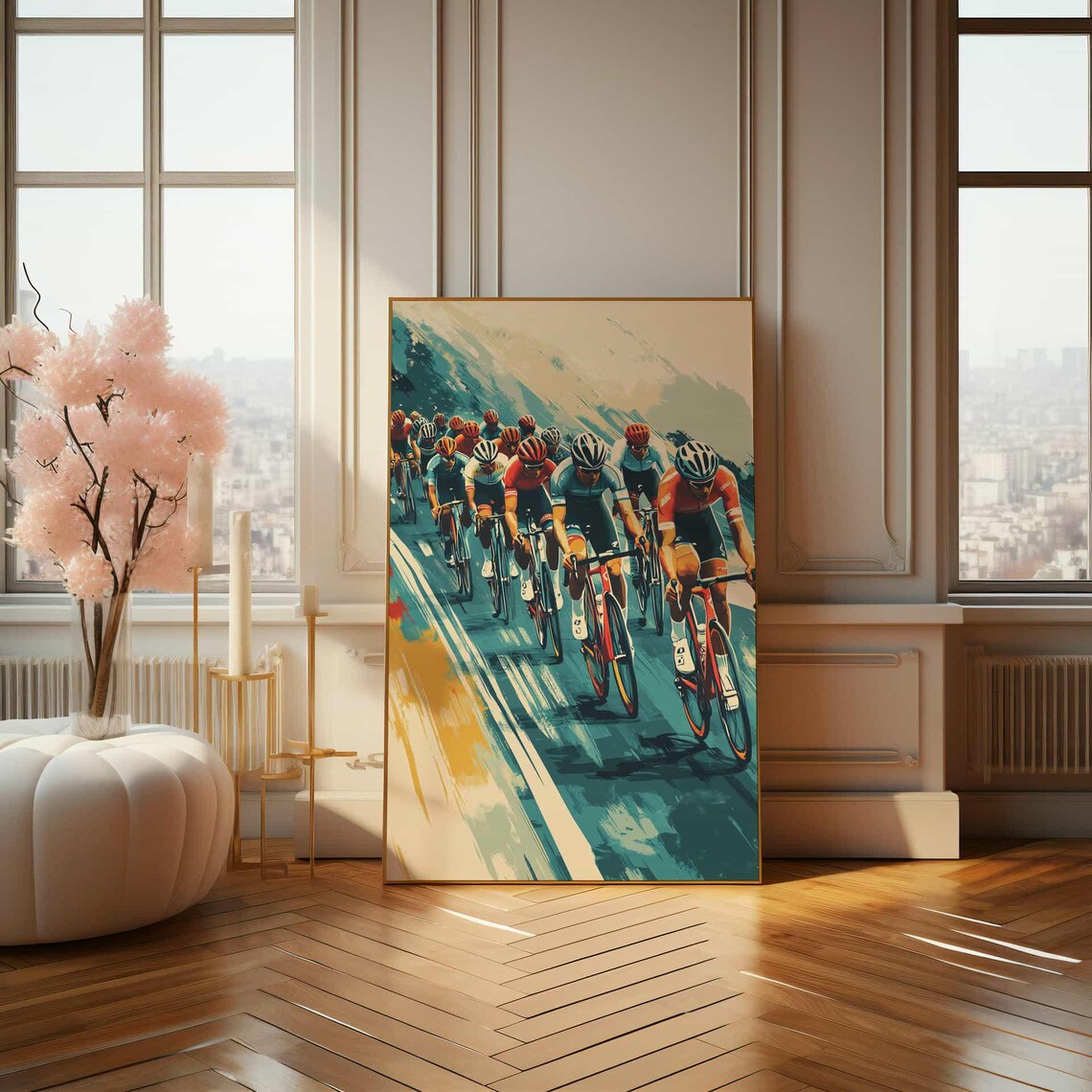 Road Cycling Race Peloton Retro Style Sports Illustration Poster - Image 3