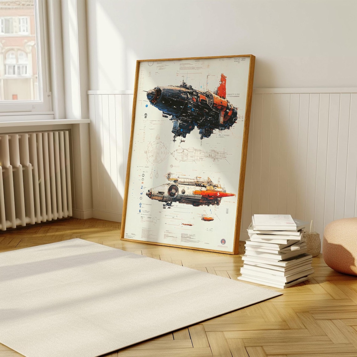 Futuristic Spacecraft Blueprint, Sci-Fi Art Print - Image 5