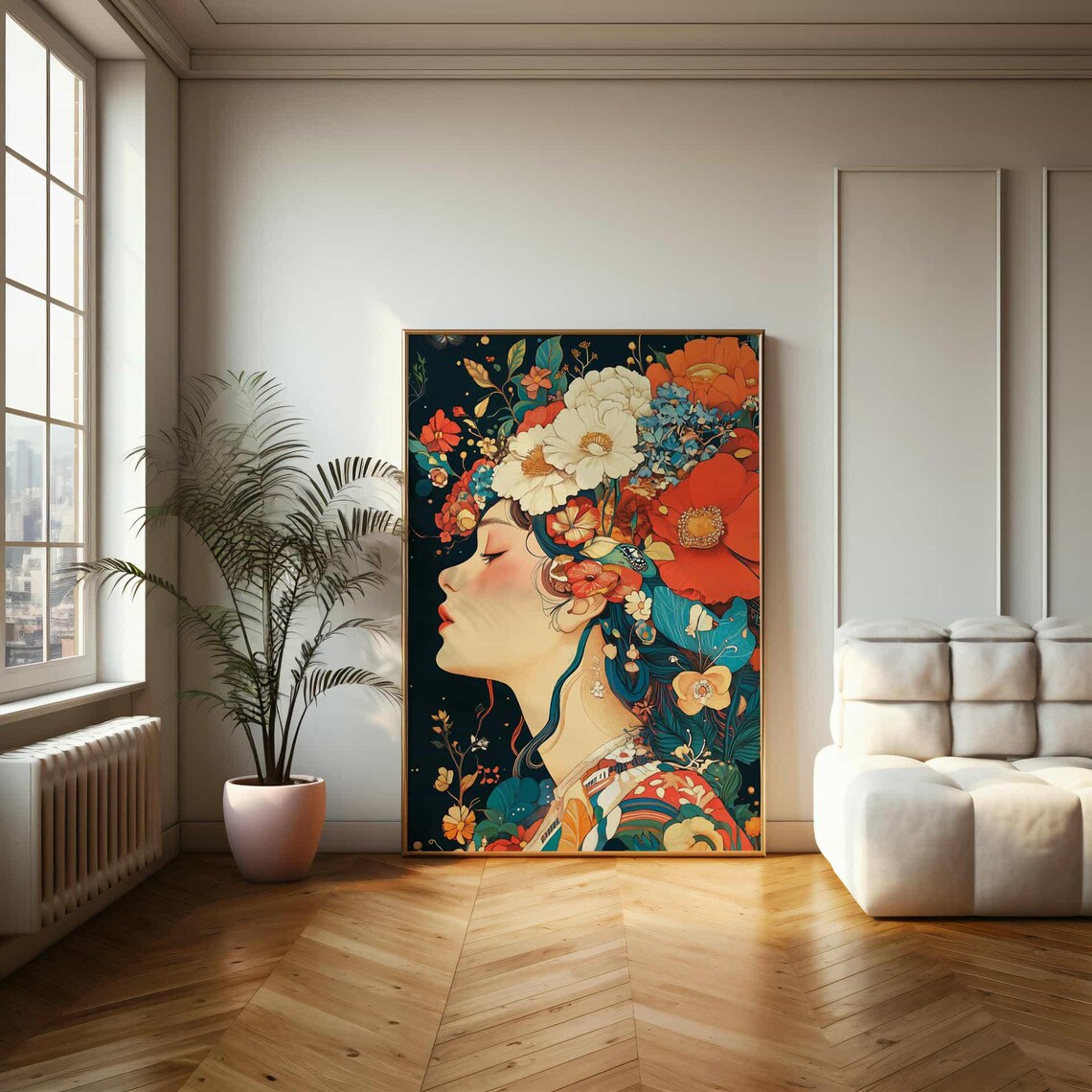 Boho Floral Beauty, Whimsical Illustrated Art Print - Image 2
