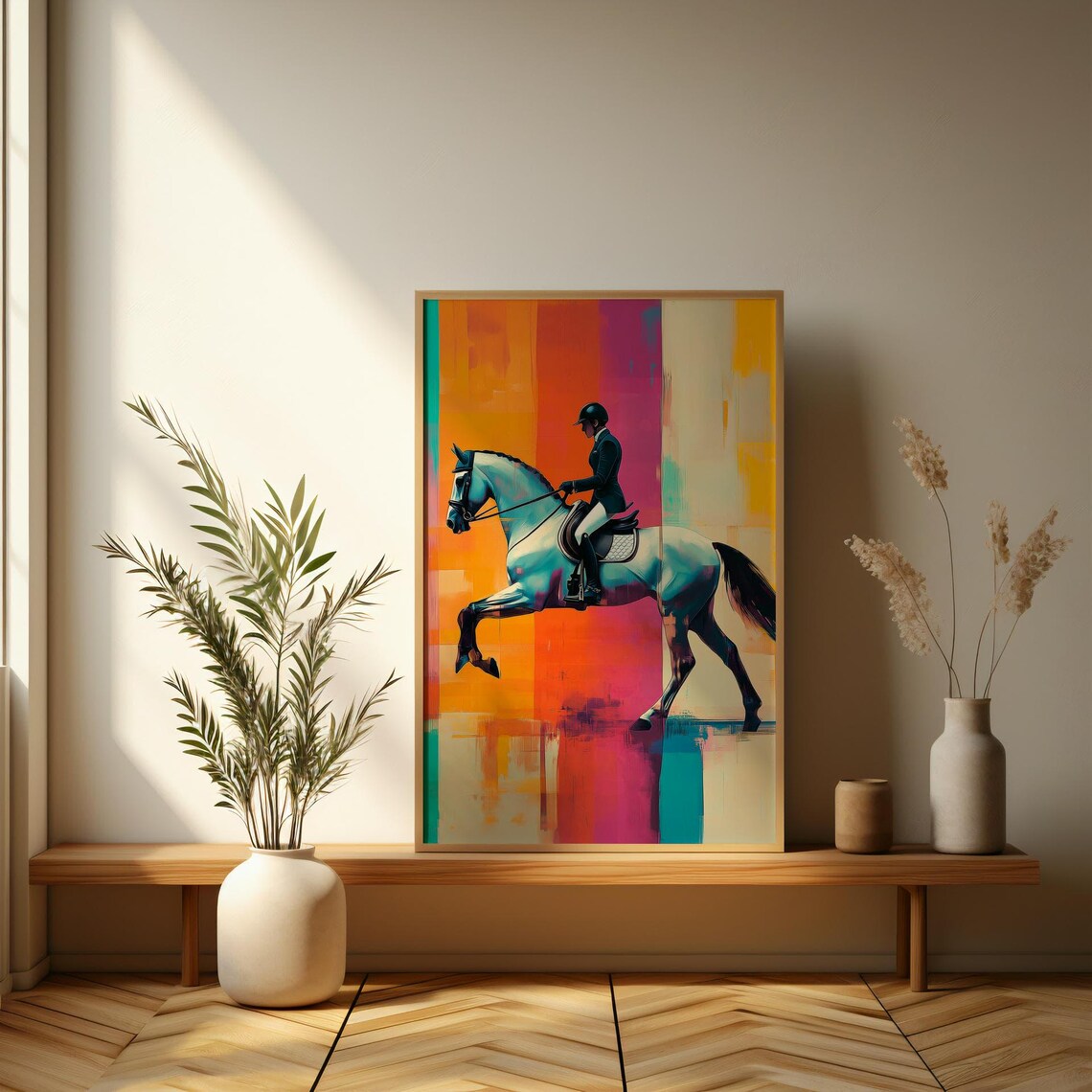 Dressage Rider on White Horse Bold Pop Art Equestrian Sport Poster - Image 3