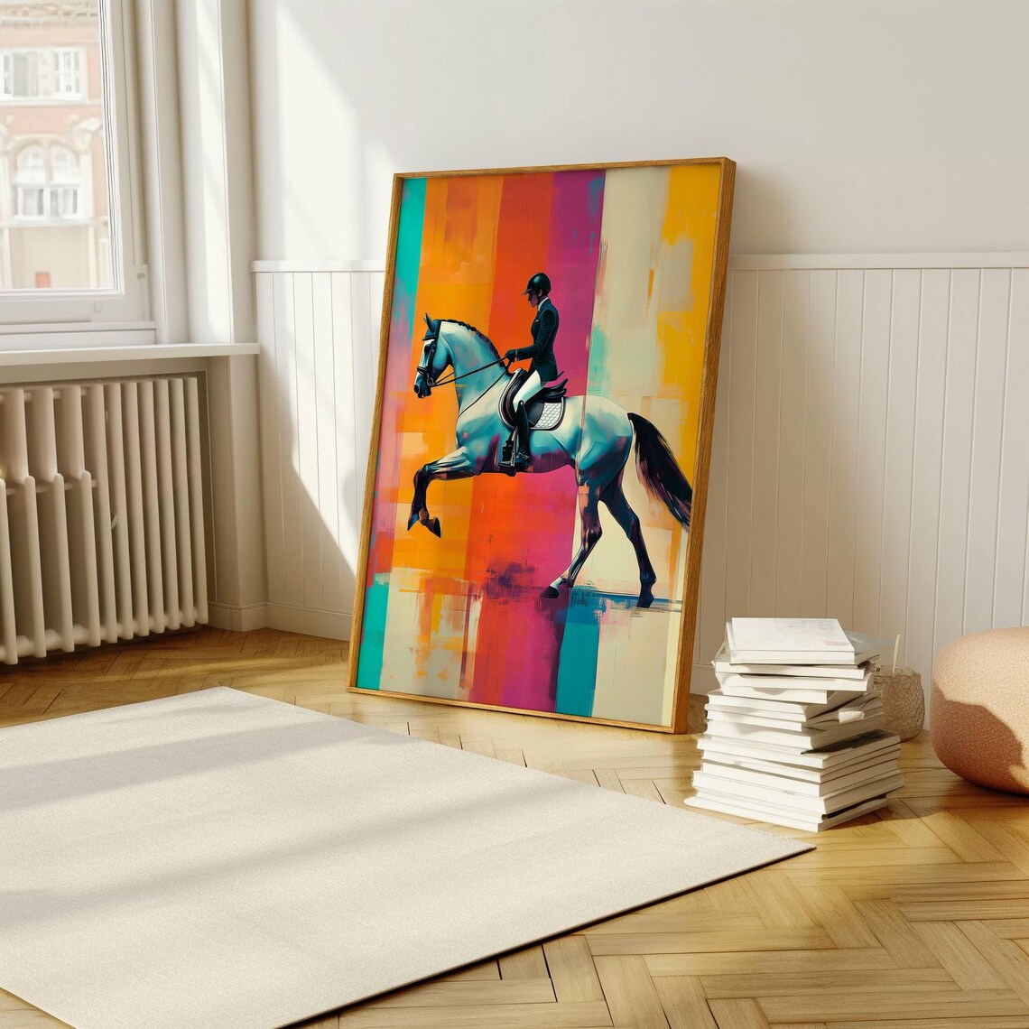 Dressage Rider on White Horse Bold Pop Art Equestrian Sport Poster - Image 5