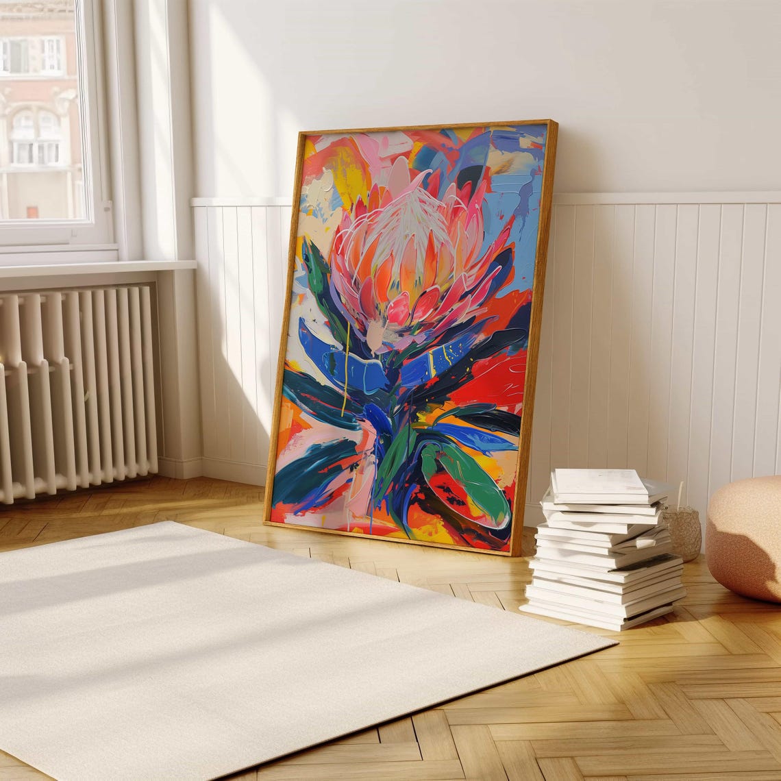 Pink Protea Abstract Expressionist Brushwork Colorful Poster - Image 5