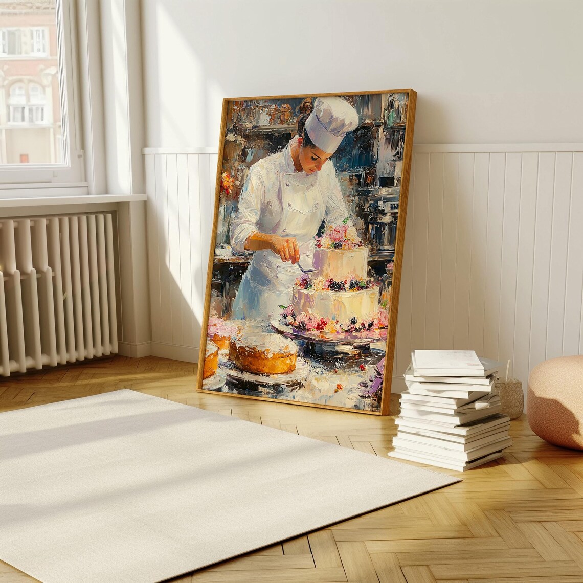 Female Pastry Chef Decorating Wedding Cakes Painting Kitchen Poster - Image 5