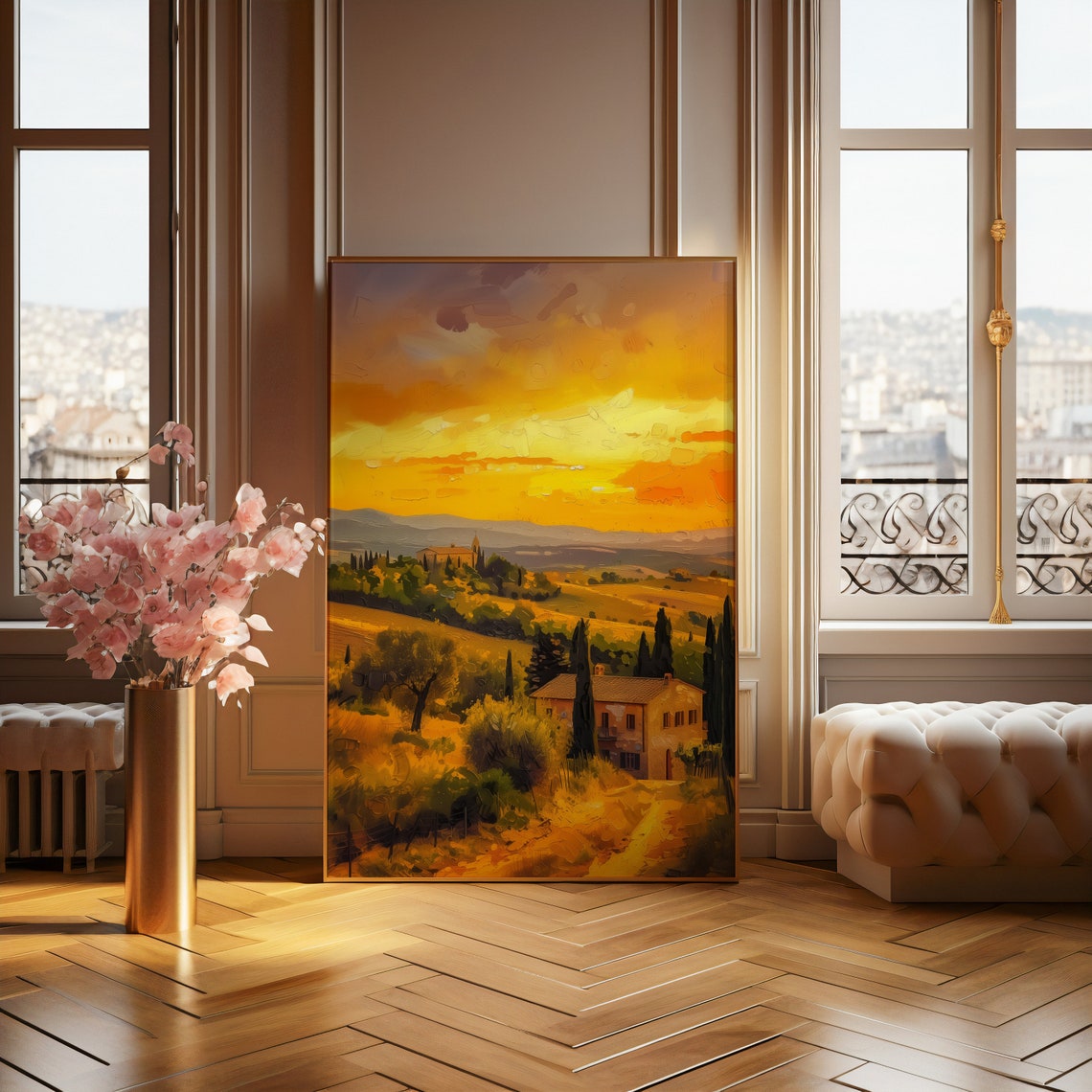 Golden Hour Over Tuscan Rolling Hills With Cypress Trees Poster - Image 2