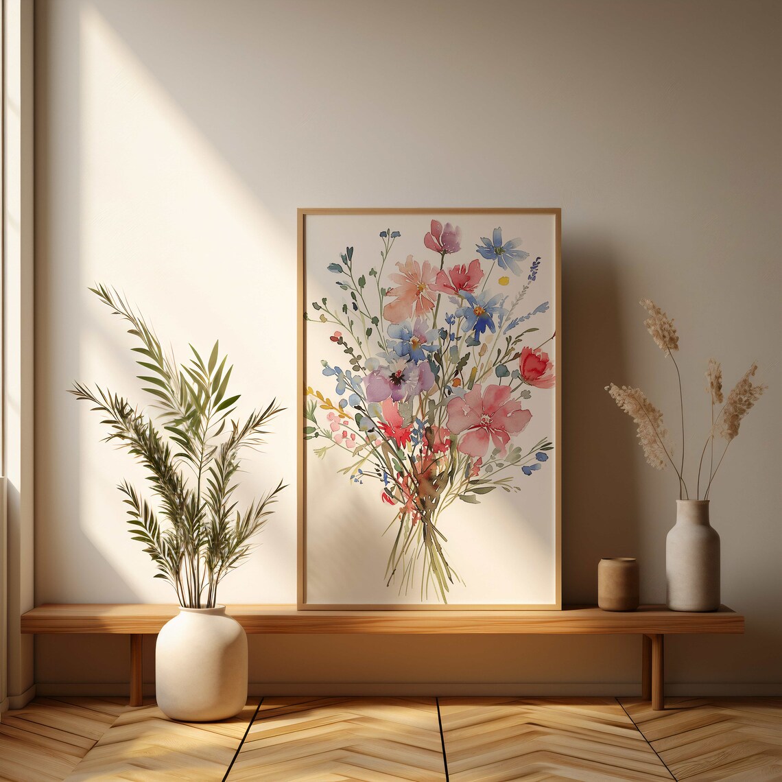 Wildflower Bouquet Colorful Watercolor Botanical Floral Poster - Image 3