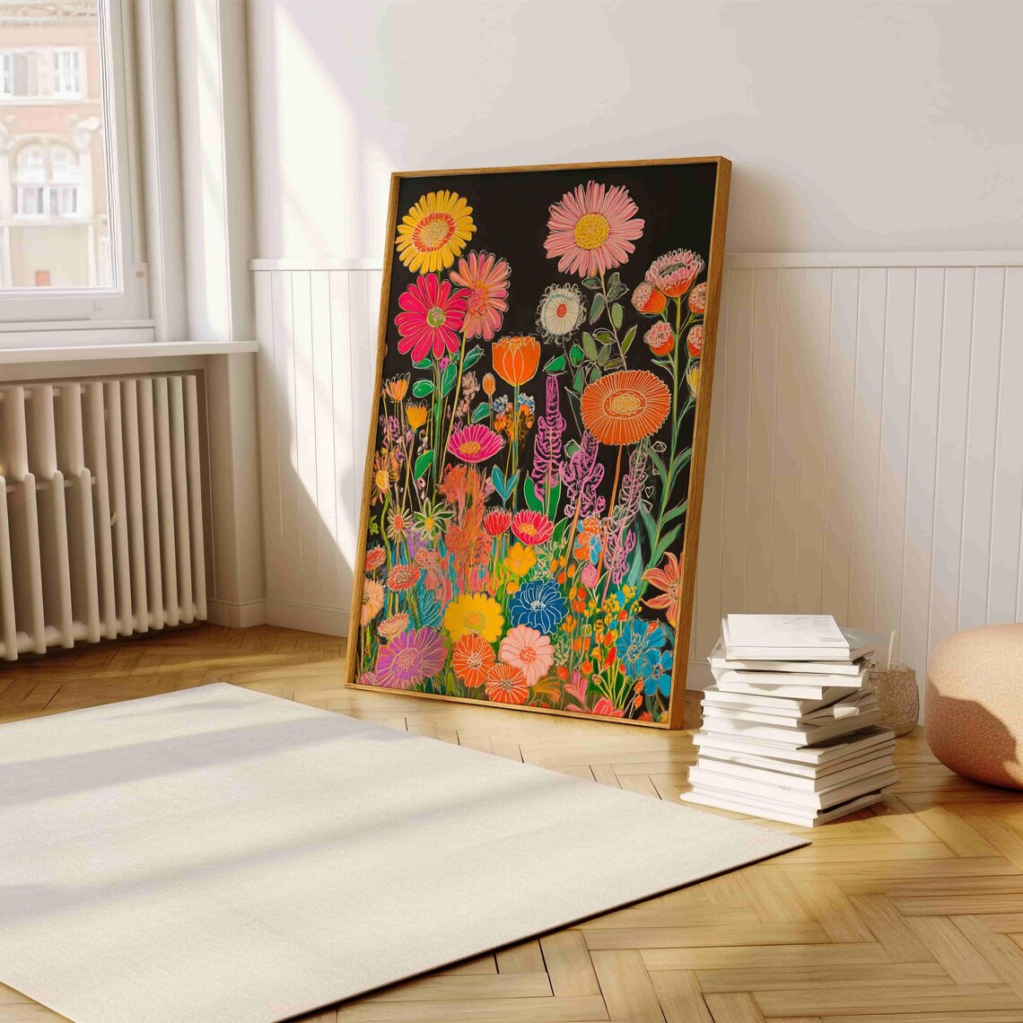 Chalk Style Flower Poster, Lively Garden Art Print - Image 5