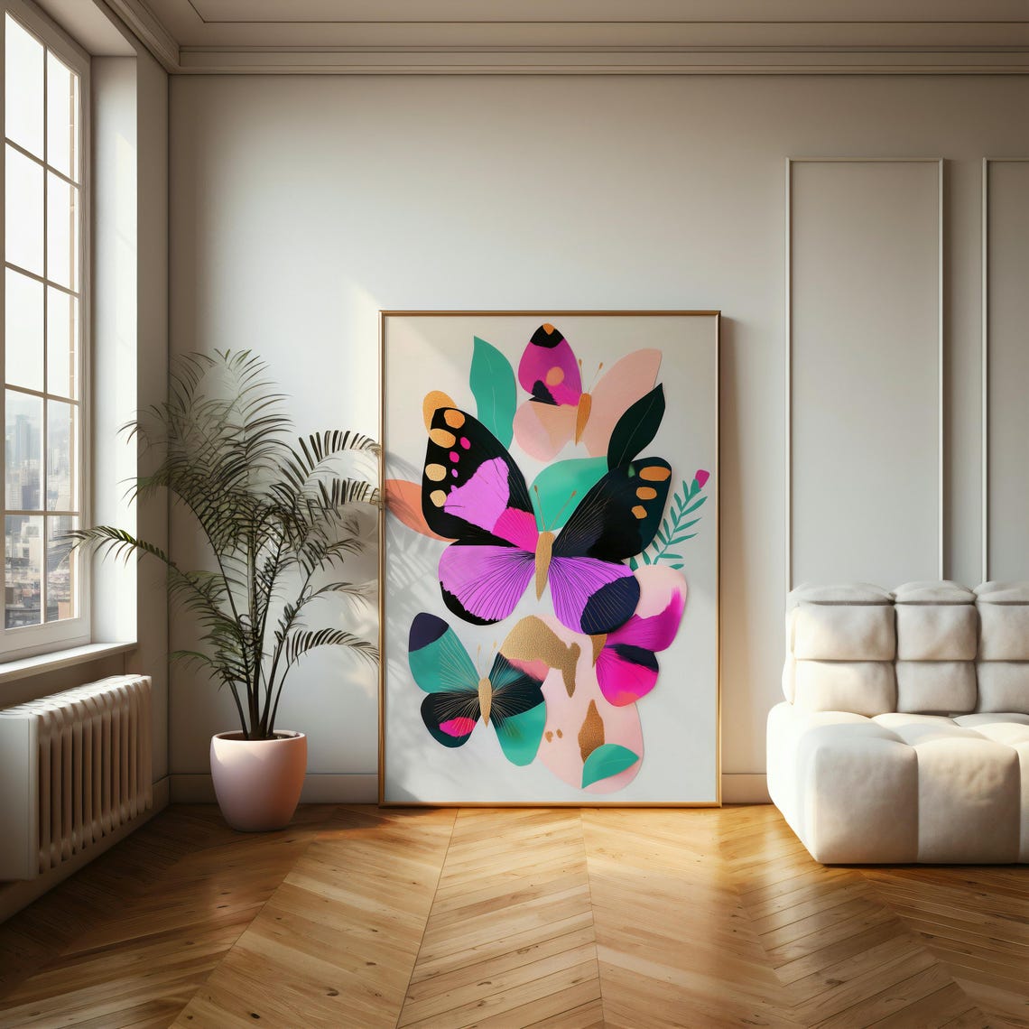 Modern Colorful Butterflies With Gold Accents Contemporary Poster - Image 2