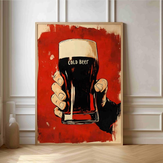 Retro Beer Poster Vintage Style Artwork For Bar Decor