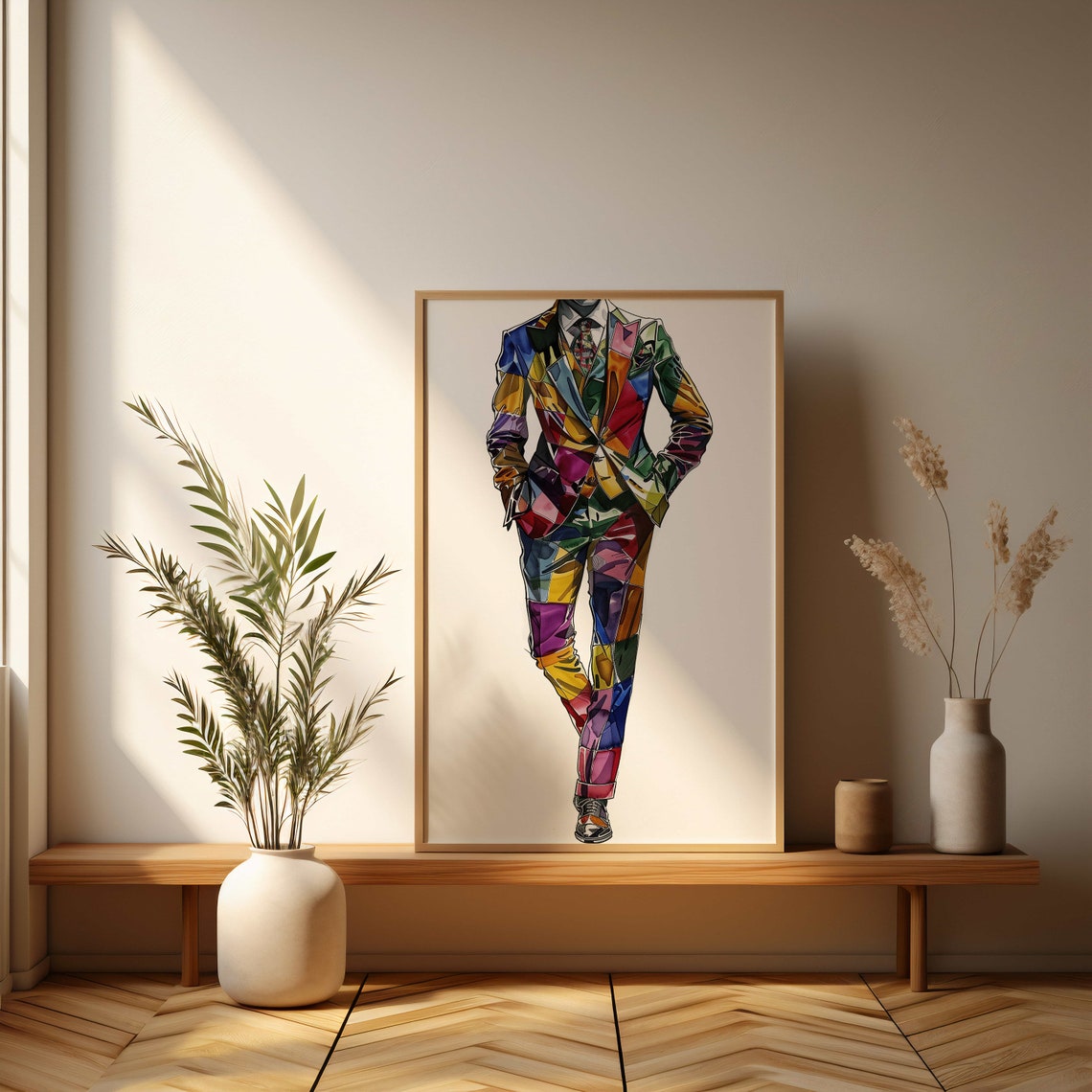 Patchwork Colorful Suit Mannequin Fashion Illustration Poster - Image 3