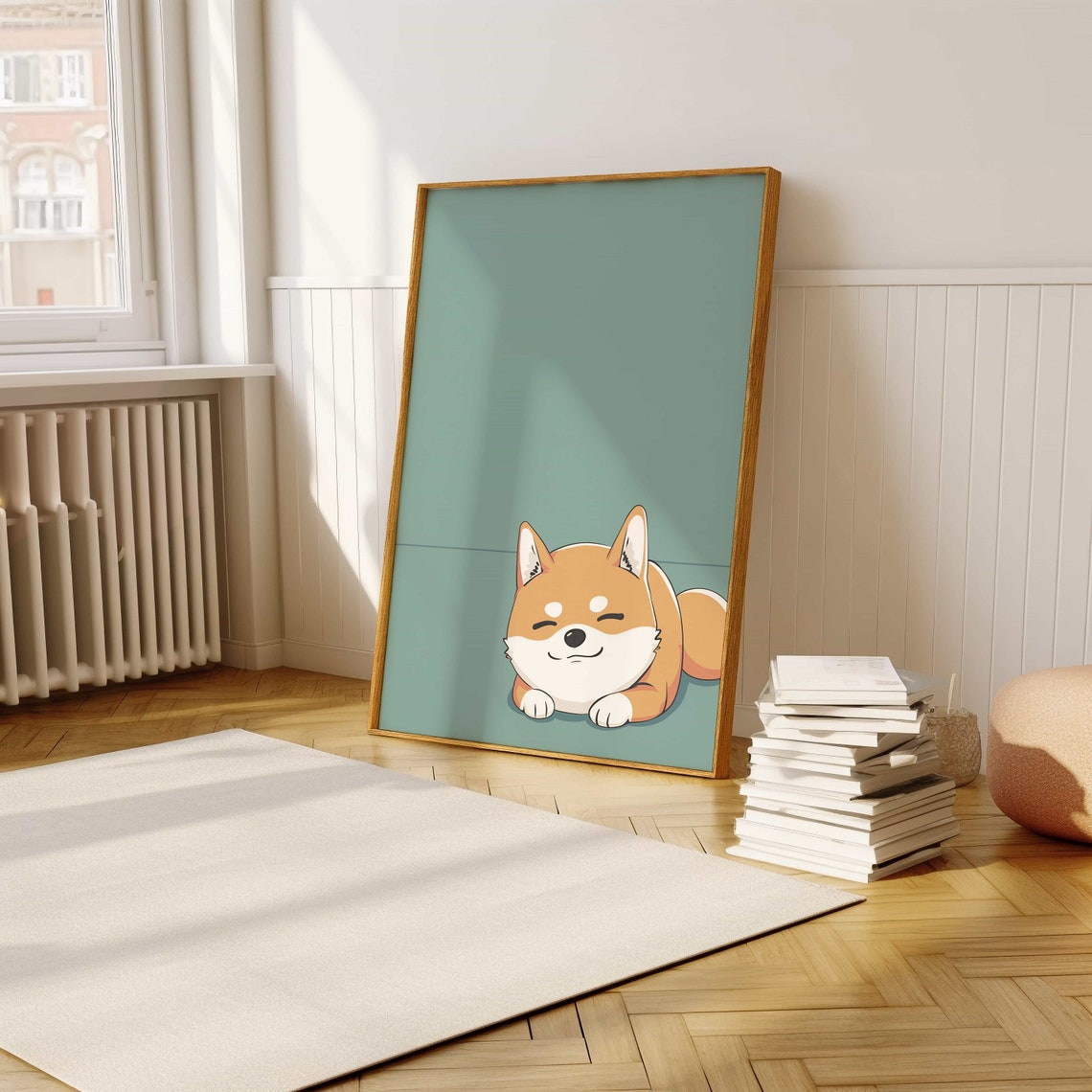 Cute Sleeping Shiba Inu Dog Loaf Cartoon Illustration Poster - Image 5
