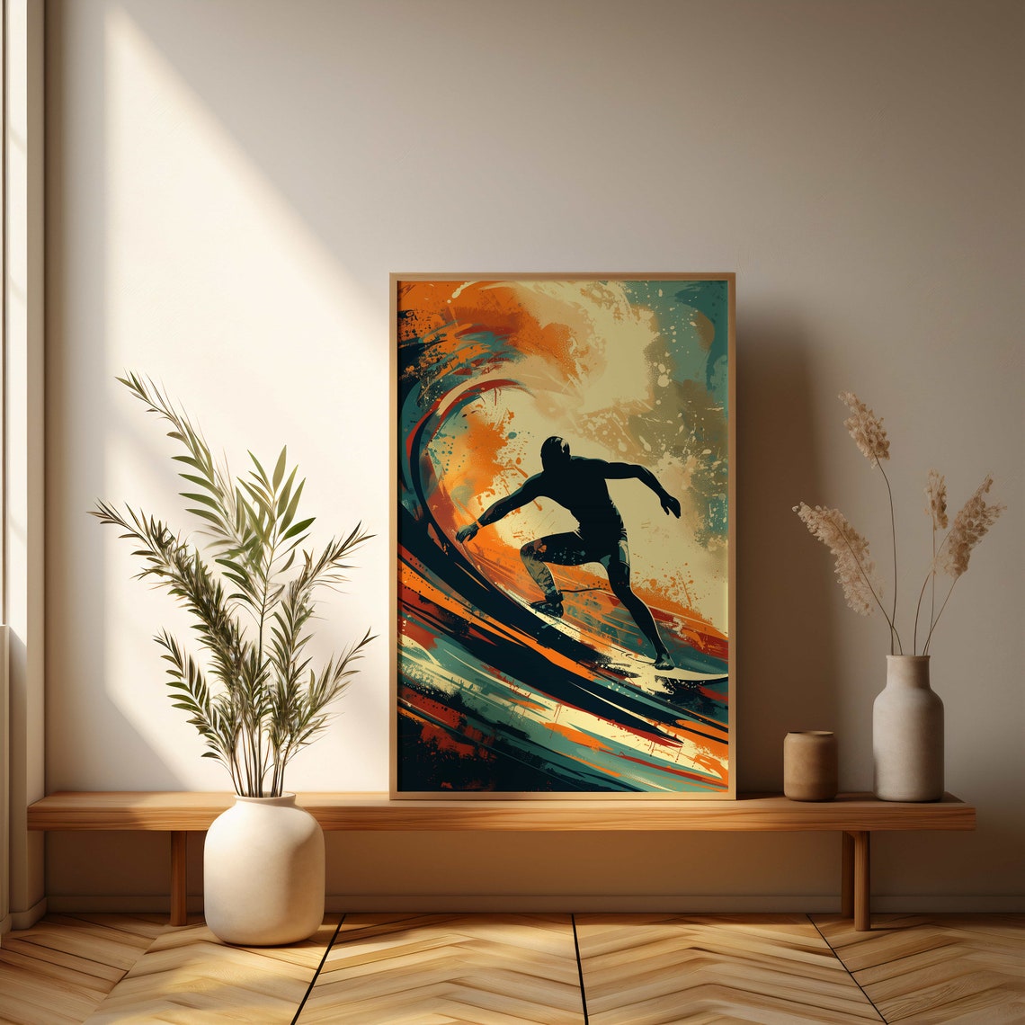 Surfing Adventure Art Poster Bold And Colorful Wave Rider Wall Print - Image 3