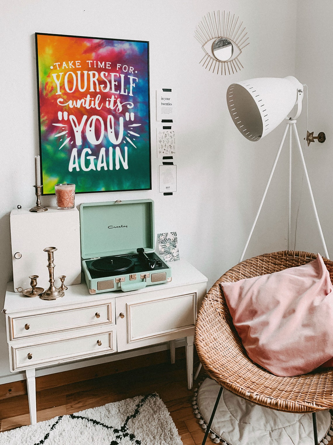 Take Time For Yourself Tie Dye Poster With Rainbow Hippie Quote - Image 6