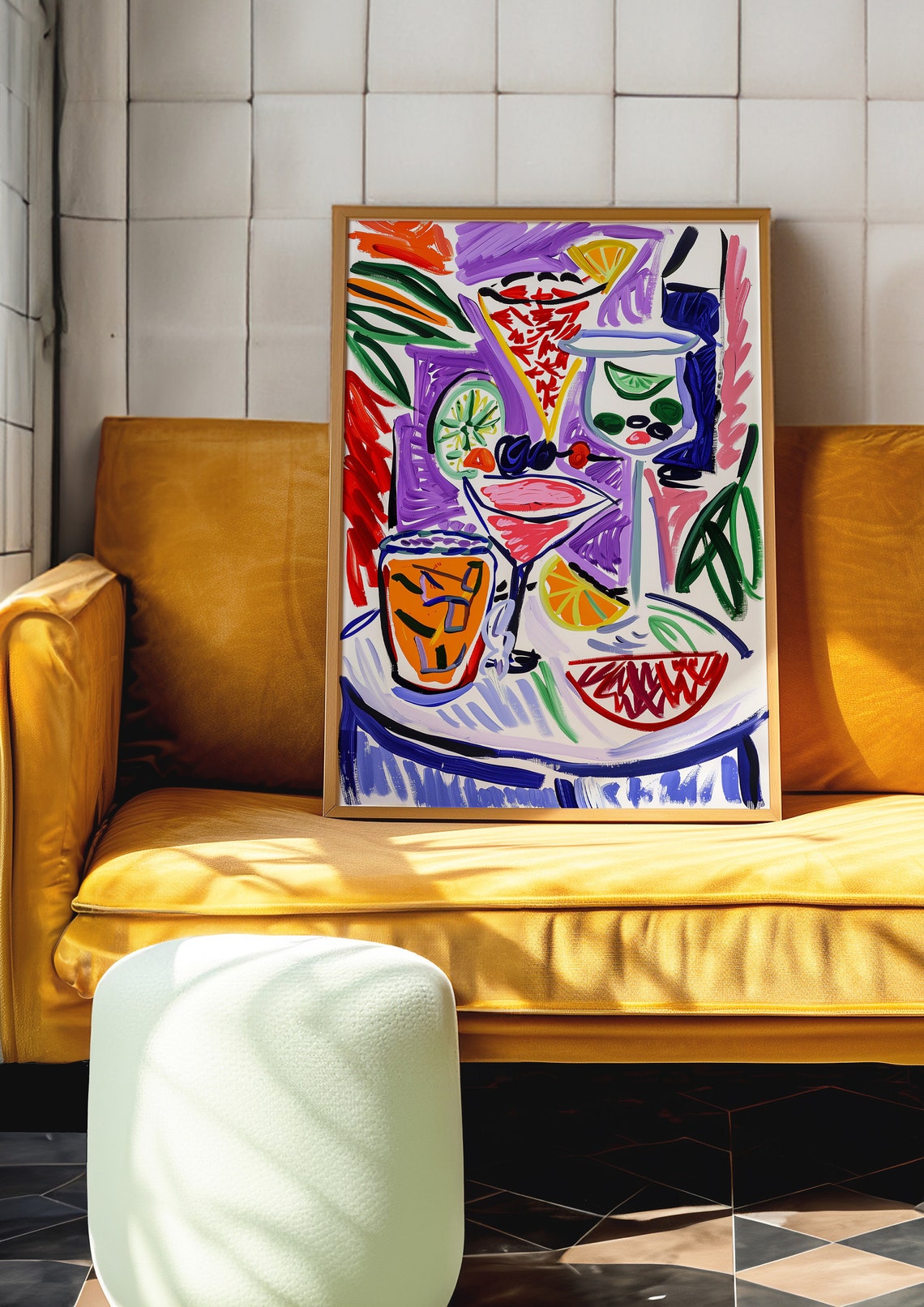 Purple Abstract Cocktail Martini Citrus Modern Chic Art Poster - Image 5